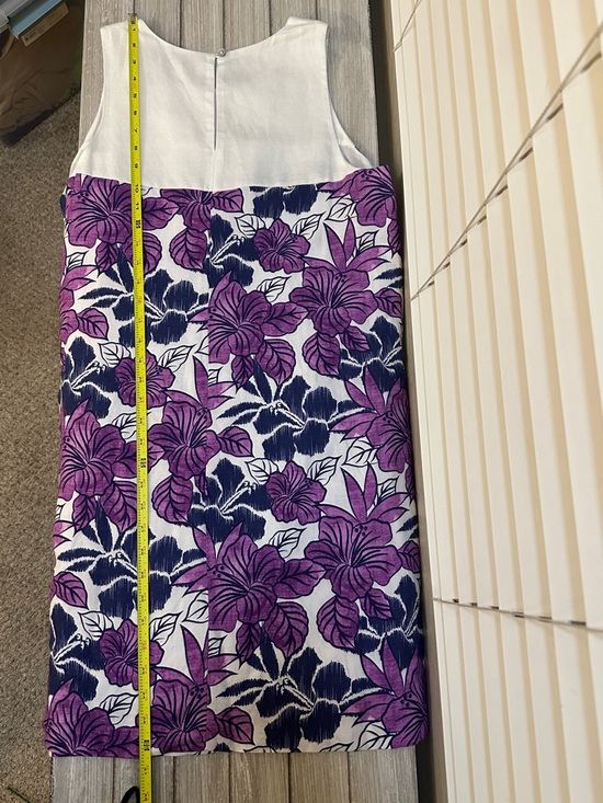 Tommy Bahama Linen Blend Floral Shift Dress Purple White Sleeveless Size M - Picture 9 of 10